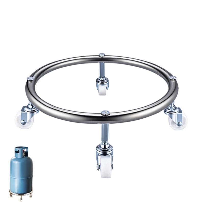 Movable Gas Cylinder Base Round Gas Cylinder Holder Plate Transport Stand Steel Bottom Gas Bottle Mobile Bracket серебряный