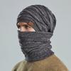 2Pcs/Set Adults Neck Warmer Hat Solid Color Thickened Stretchy Thermal Windproof Keep Warm Super Soft Autumn Winter Men Women