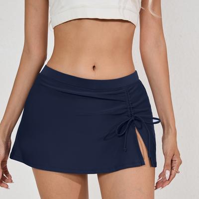 Bikinihose Damen Baderock Eingebauter Slip Shorts Rock Badehose Einfarbig Badeshorts Rock
