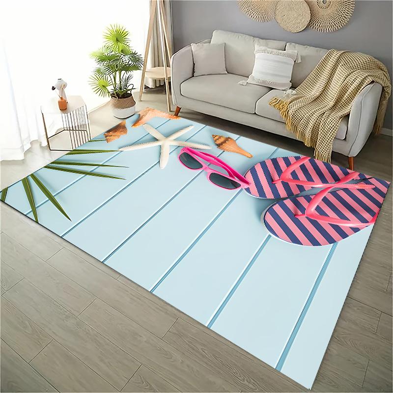 Ocean and Beach 3D Printing Large Area Carpets for Home Living Room  Kids Bedroom Sofa Doormat Kitchen Floor Rugs Anti-slipDecor