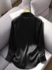 Autumn 2025 European & American Satin V-Neck Long-Sleeve Blouse - Women's Fashion