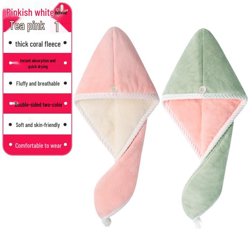 Women's Quick-Dry Double-Layer Coral Fleece Hair Cap