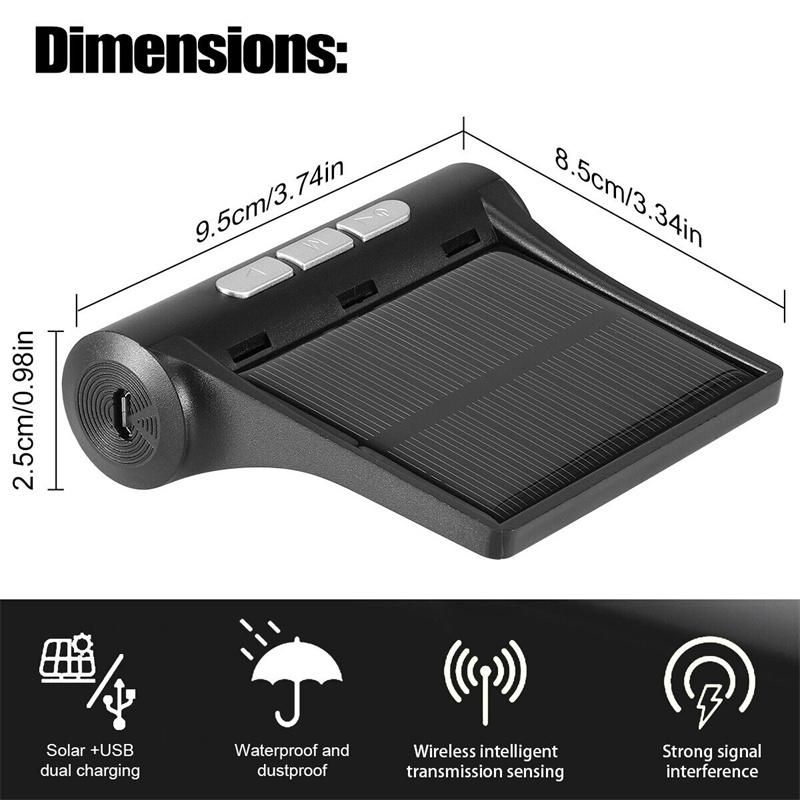 4 senzori Auto Tpms Sistem de monitorizare a presiunii în pneuri Afișaj digital LCD alimentat solar Tester de alarmă de securitate auto Test auto