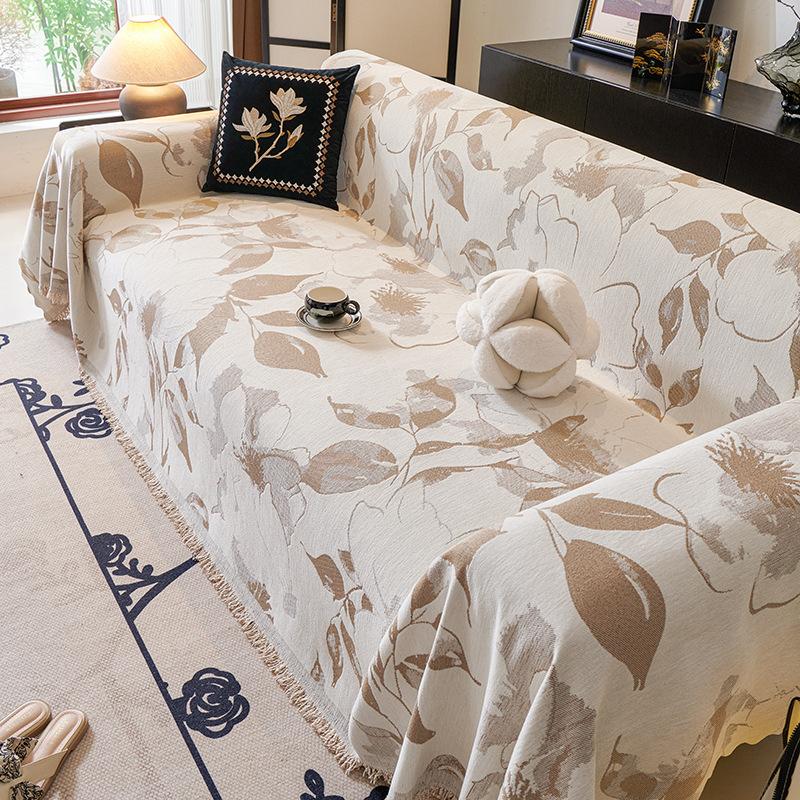 New Chenille Fabric Sofa Covers Four Seasons Universal Tassel Throw Blankets Anti-cat Scratch Towel Protector For Living Room