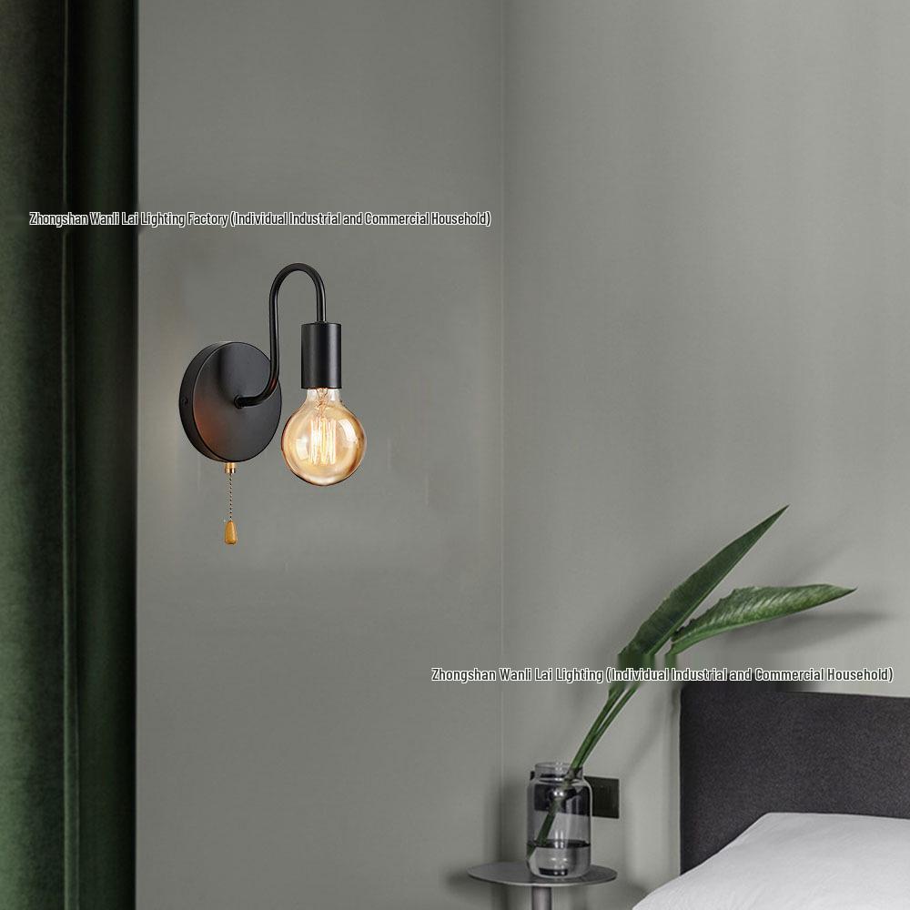 European Style Wrought Iron Wall Lamp - Creative Retro Design for Living Room, Bedroom & Bedside