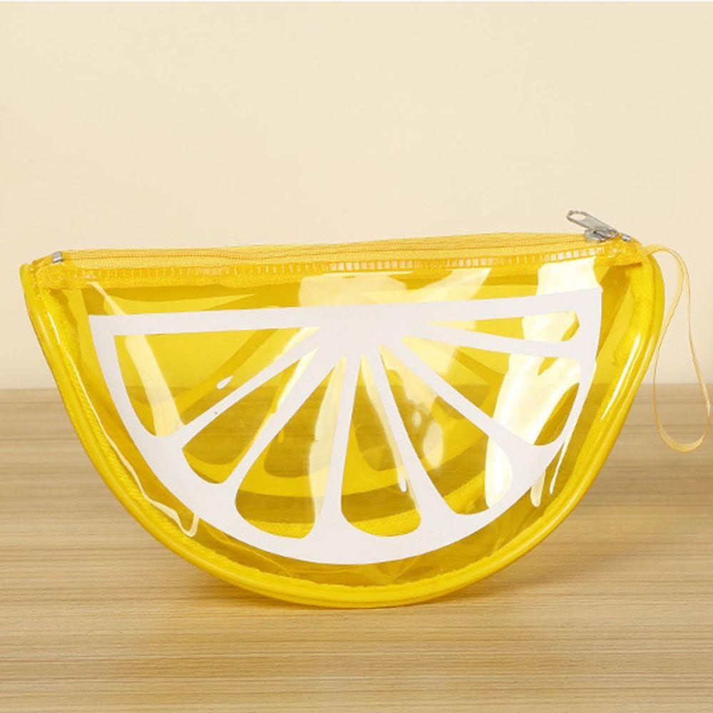 Wasserdichte Zitrone Kosmetiktasche Transparenter Make-up-Organizer Einfache Reißverschluss Kulturtasche Damen