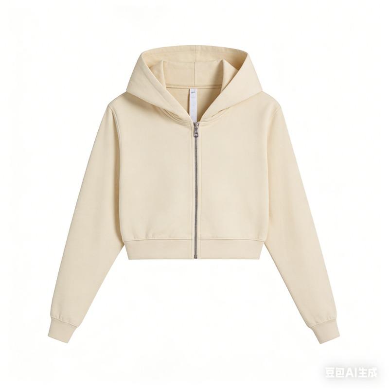 Autumn and winter short zipper hooded sweater women's loose casual sports jacket versatile trendy top