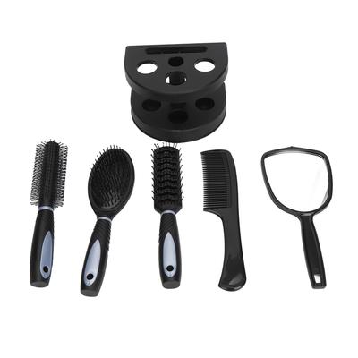 Peine de Cabello con Espejo y Soporte Peine de Cabello Multifuncional Cepillo Soporte Mango Ergonómico Portátil para Todos los Estilos de Cabello para Salón
