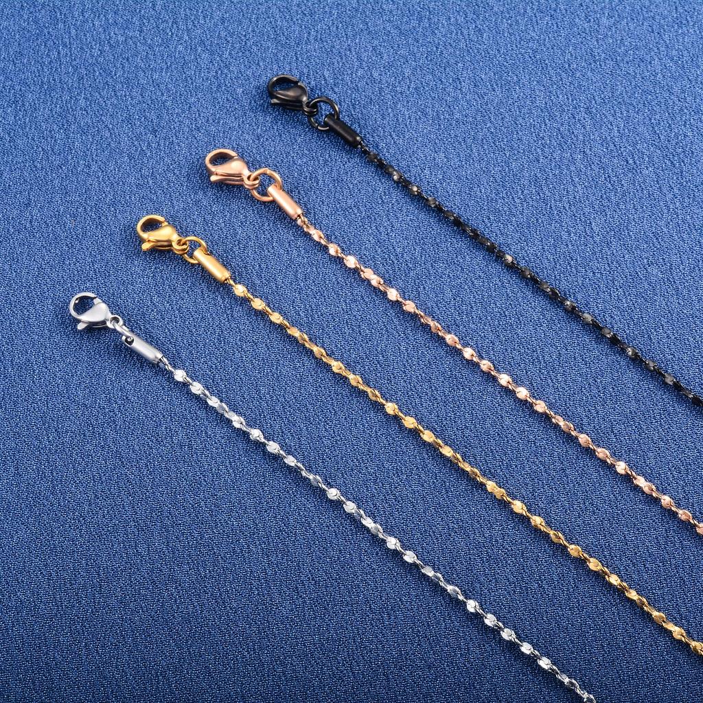 Dainty Women Necklace Glitter Cable Chain Stainless Steel Jewelry Accessories On Neck Collar for Ladies Choker DIY Gift