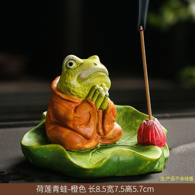 

Zen Frog Lotus Leaf Incense Plug Incense Tray,Living Room Tea Tray Aromatherapy Stove,Channel Agarwood Sandalwood Seat Ornament