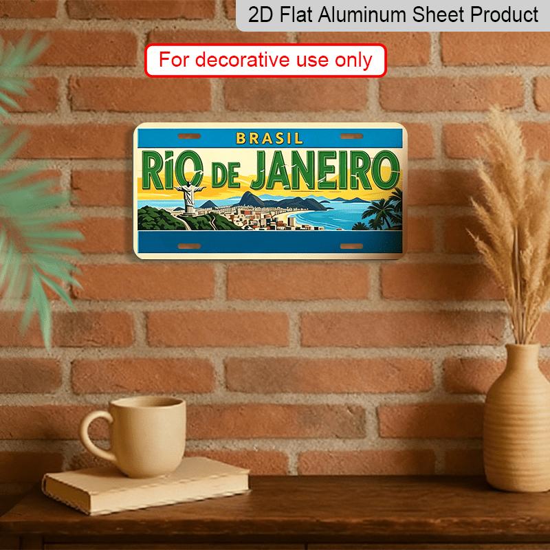 2D Flat - Vintage Rio De Janeiro Cidade Maravilhosa Aluminium Decorative Sign| 2D Flat Print, 11.8×5.9 Inch, Ideal for Wall Decor in Study and