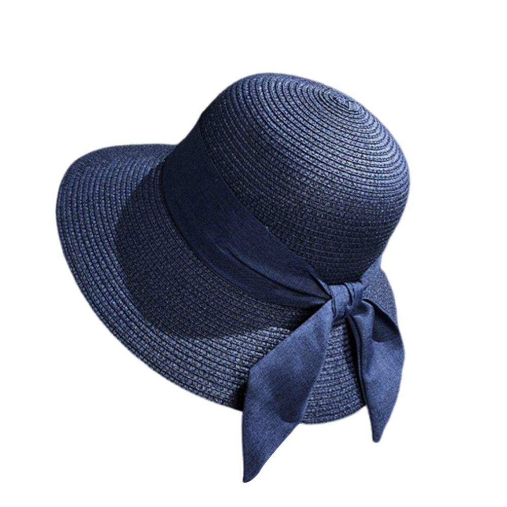 Fashion Sun Protection Summer Sun Hat Breathable Travel Straw Hat Bowknot Casual Beach Cap for Women