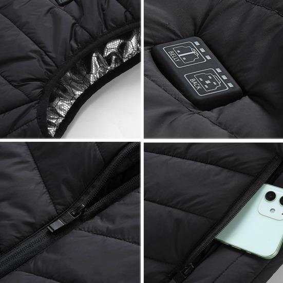 Unisex Heated Waistcoat USB Heating Jacket 3 Temp Modes 2 Zones Vest Coat Stand