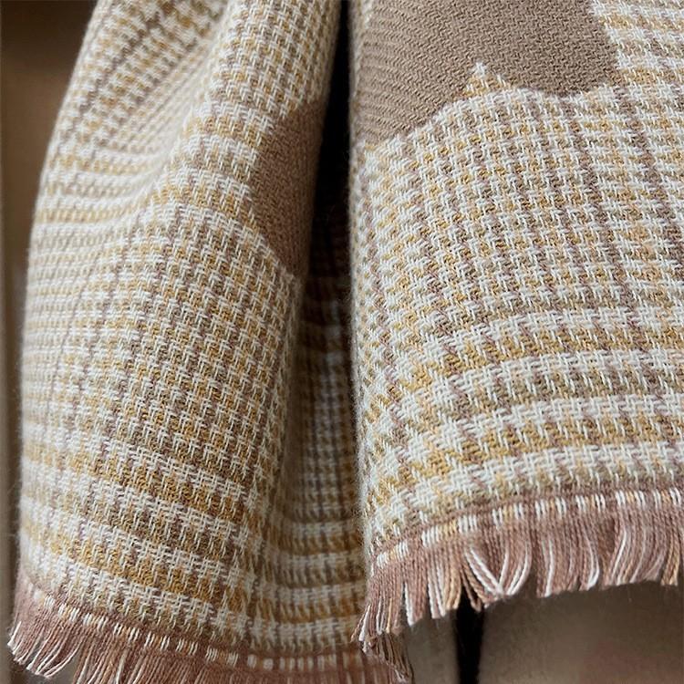 Double Sided Scarf for Women In Winter Korean Version Versatile Love Plaid Houndstooth Imitation Cashmere Scarf Multi Purpose Shawl Dual Use