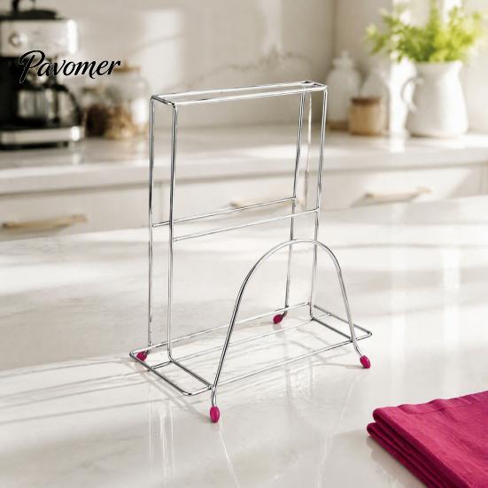 Countertop Cutting Board Organizer Stainless Steel Chopping Storage Rack And Knife Holder for Kitchen Stable Solution Countertop, Vertical Drain Stand