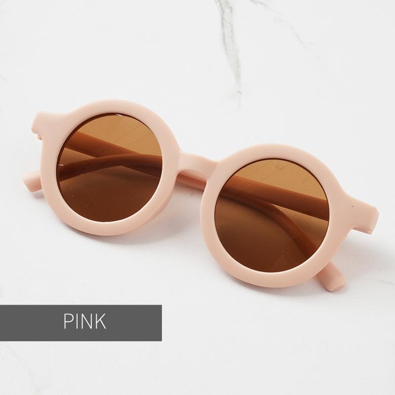 Baby Sunglasses Matte Children's Sunglasses Trendy Round Frame Retro Mocha Colored Glasses  Anti Purple Line