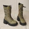 Hebilla de Cinturón de Metal Tubo Mediano Botas de Moda Suela Gruesa Muffin Botas Casuales Botas Martin Talla Grande 40-45 Botas