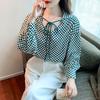Women Blouses Shirts 2025 Spring Long Sleeve Women Blouse Shirt O-Neck Plaid Chiffon Blouse Shirt Women Tops J585