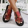 Bohemian Style Women's Breathable Mesh Slide Sandals | Comfortable Flat Open-Toe Slippers with Cover Patches, Black/Red/Brown, Casual Summer Outdoor