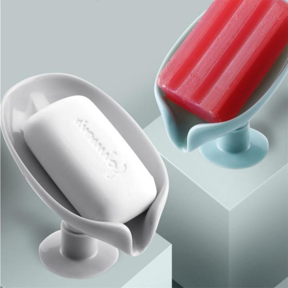 1PC Creative Flaky Perforated Soap Box Self-Standing Suction Cup Draining Bathroom Soap Storage Laundry Rack Soap Box