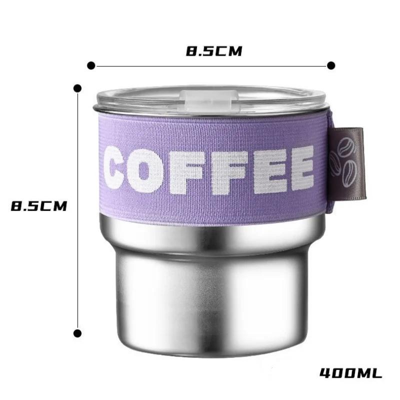 Creative 304 Stainless Steel Cup with Lid Large Capacity Insulation Cup Car Mounted Cooling Portable and Compact Coffee Milk Mug