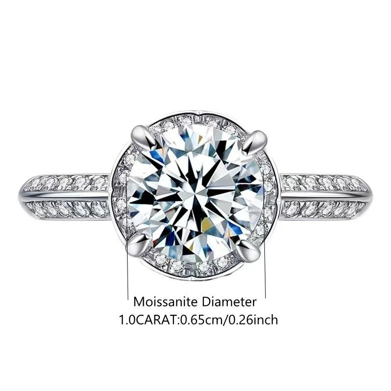 S925 Sterlingsølv 1 Karat Moissanitt Tofarget Blomsterring Temperament Mote Dame Nydelig Mann Frieri Forlovelse Ekteskap