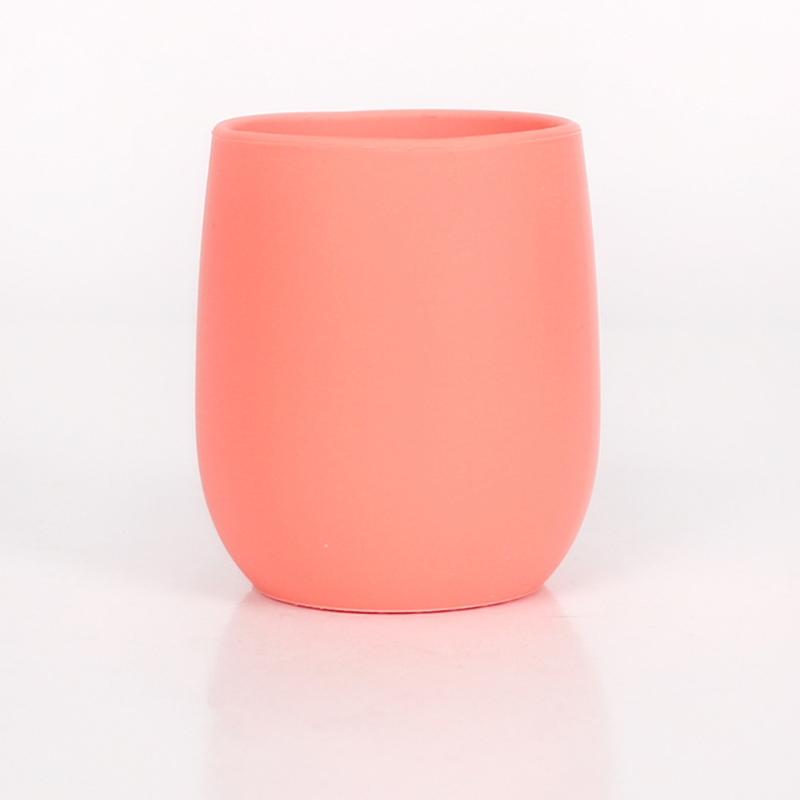 Portable Pure Color Baby Snack Cup Anti Scalding Food Grade Silicone Water Cup Learning to Drink Cup for Children