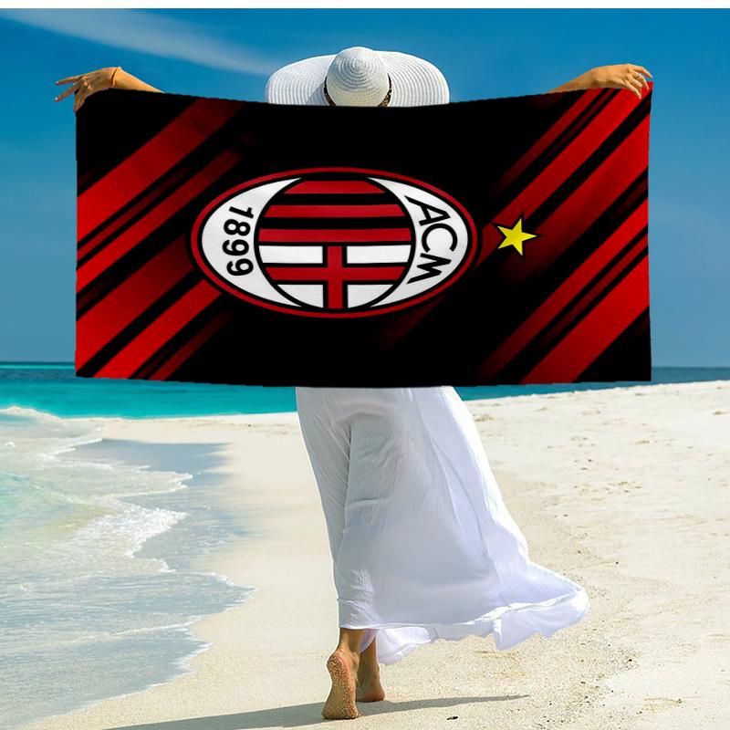 Ultra-Soft Beach Towel with AC Milan Theme,Ideal for Pool - Camping, Diving - Perfect Travel Essential, Vibrant Beach Towel.