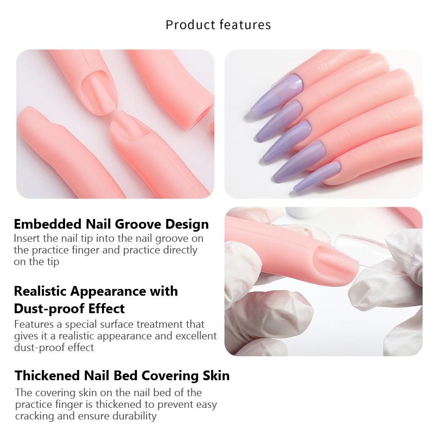 5Pcs Silicone Nail Art Practice False Fingers Set Manicure Training Tool