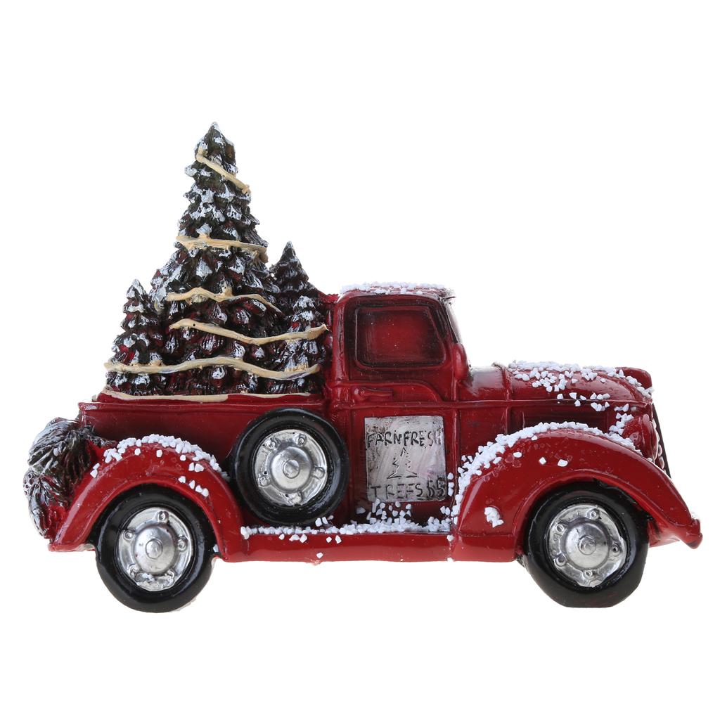 Christmas Resin Truck Toy Vintage Pickup Truck Car with Tree New Year Christmas Decoration Adornments Gift
