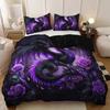 Gothic Style Bedding 2/3pcs Dark Purple Dragon and Rose Bedding Set 1 Duvet Cover   Pillowcases Christmas Gift Duvet Cover