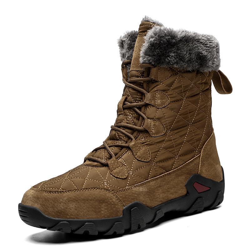 Large Size Winter Outdoor Large Cotton Northeast Snow Boots High-top Men's Tall Tube Velvet Warm Thick-soled Waterproof Cotton Shoes