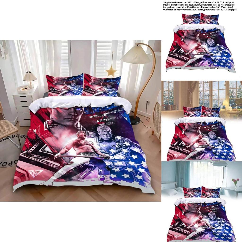 Cody Rhodes Bedding Set With Reactive Printing And Brushed Fabric For Modern Bedroom Decor