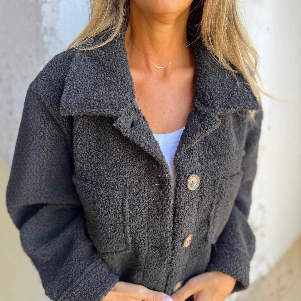 Herbst- und Winter-Lammwoll-Damen-Kaschmirjacke, Einhand-Tasche, einreihige lässige Mode-Strickjacke