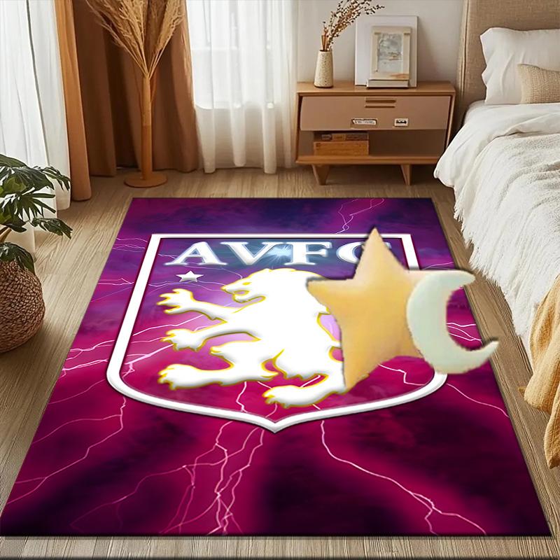 Aston Villa Crest Design Rug Game Carpet, Floor Mat for Bedroom Living Room Entryway Rug, Home Decor Idea Gift for Christmas Birthday