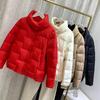 Schinteon Women Light Down Jacket Simple Casual Solid Color Stand Collar Short Outwear Autumn Coat Female New 2024 Fashion