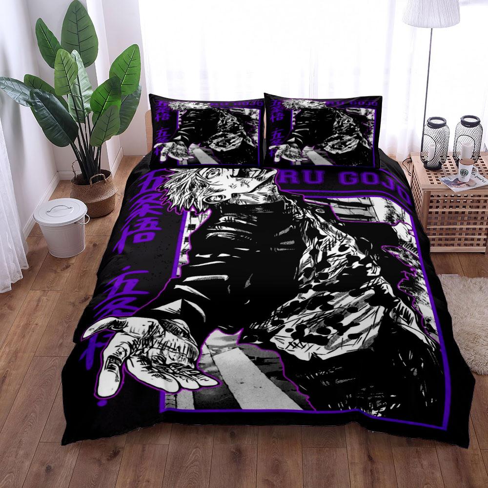 

Комплект постільної білизни Satoru Gojo Jujutsu Kaisen, розмір King, Queen, Full, Twin, Single EU single(135x200cm)