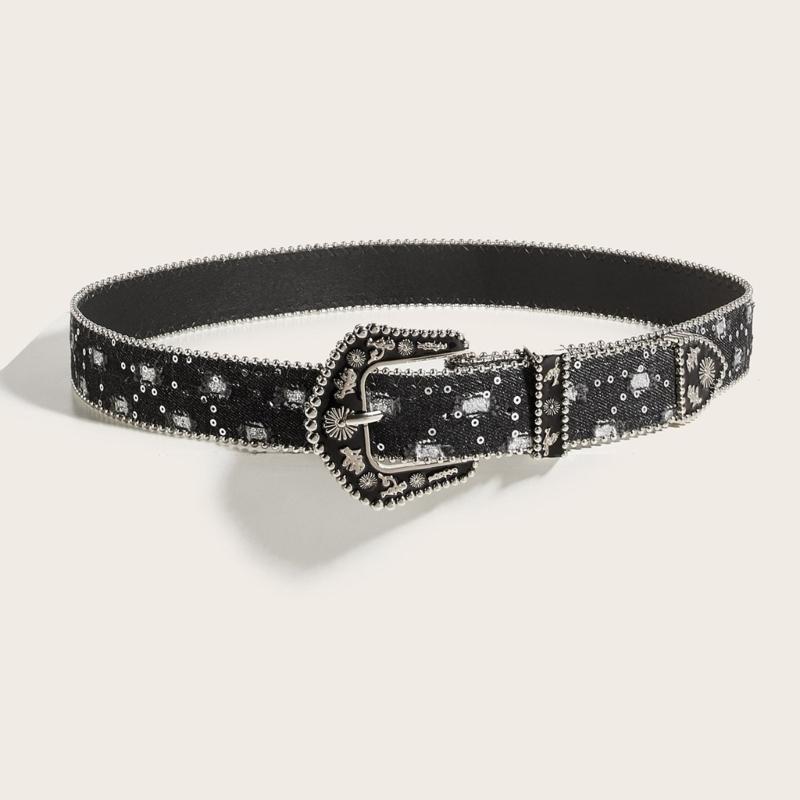 Hot Girl Waist Belt Beaded Buckle for Street Dance Jean Belt Livehouse Punk Waist Chain Stunning Sequins