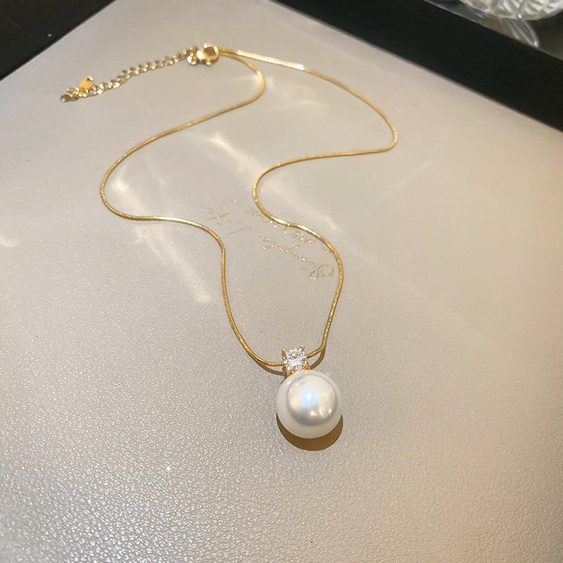 Goldbarren Bohnen Halskette - Edelstahl, Nischendesign, Schlichte Schlüsselbeinkette, Vielseitiger Modeschmuck