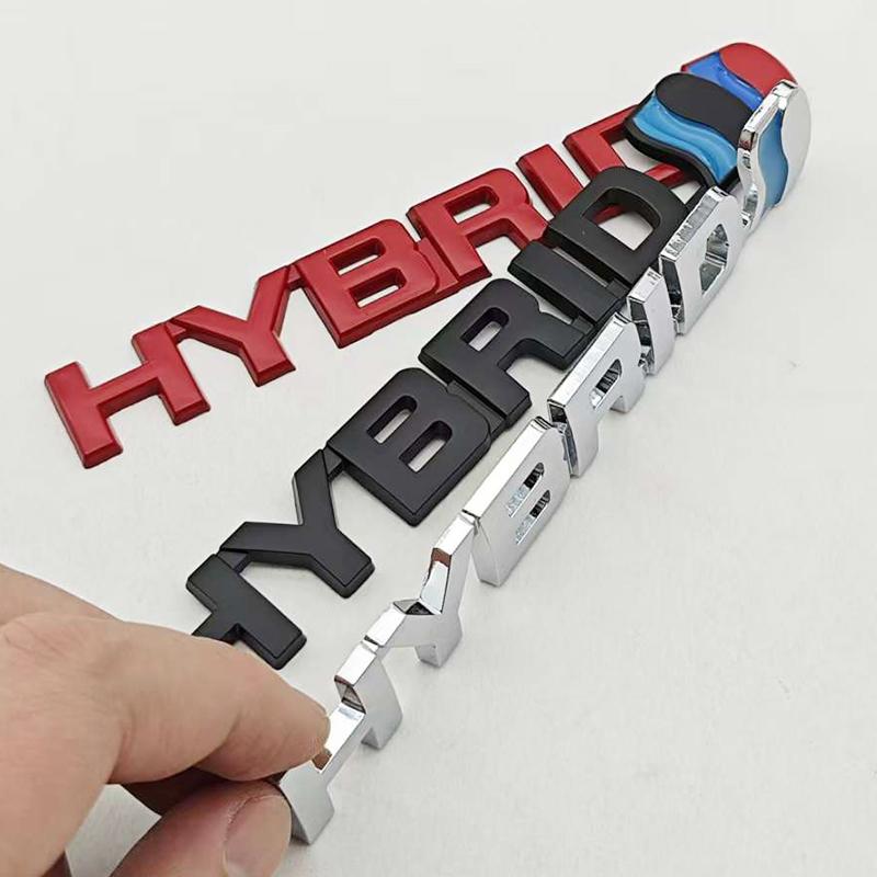3D Metal Chrome HYBRID Logo Side Fender Rear Trunk Emblem Badge Car Sticker Decals For Toyota Prius Camry Crown Auris Rav4s TRD