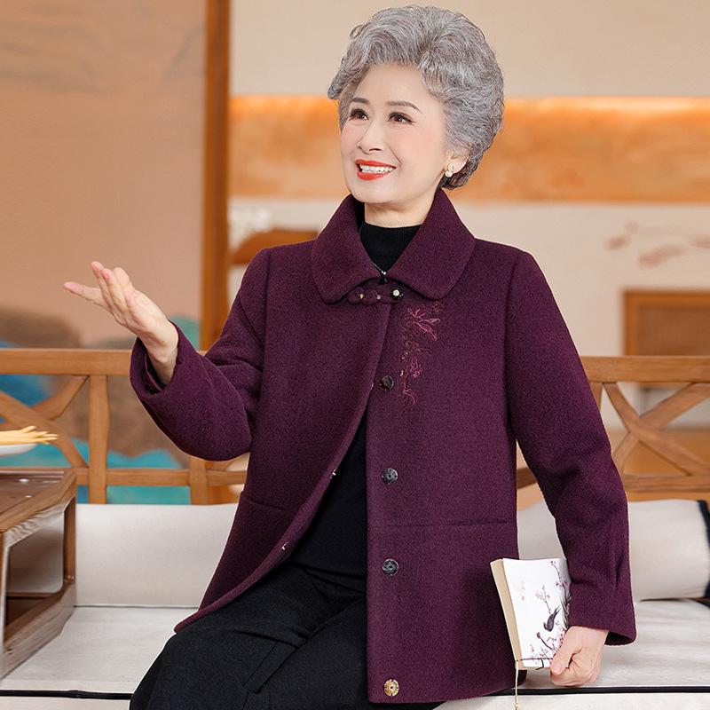 

2025 New Style Plus Size Woolen Coat for Middle-Aged and Elderly Women: Warm Winter Wear for Mom and Grandma 6XL (160-175 jin) фіолетовий