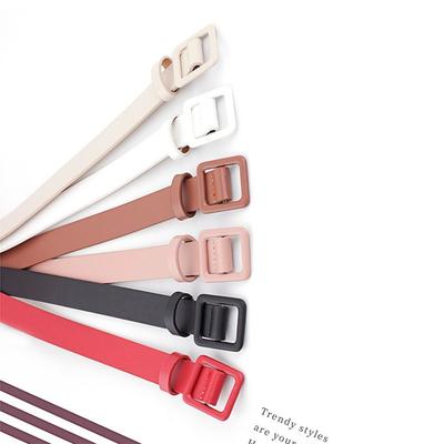 Square Buckle Without Hole Trouser Dress Belts Retro Style Thin Waist Strap  for Girl Dress