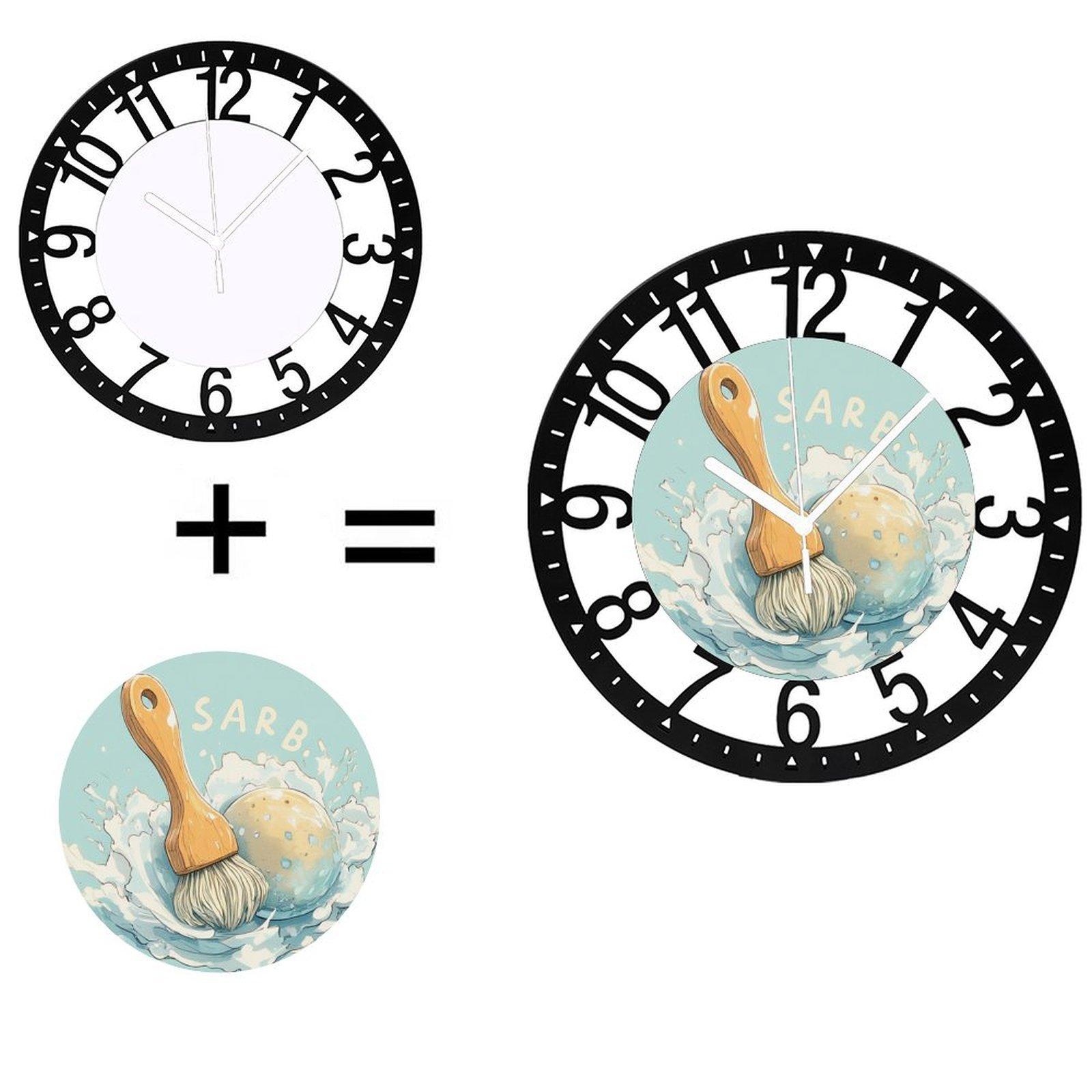25cm Rustic Style Iron Round Wall Clock with Metal Frame (Black,10 inch(25.40cm))
