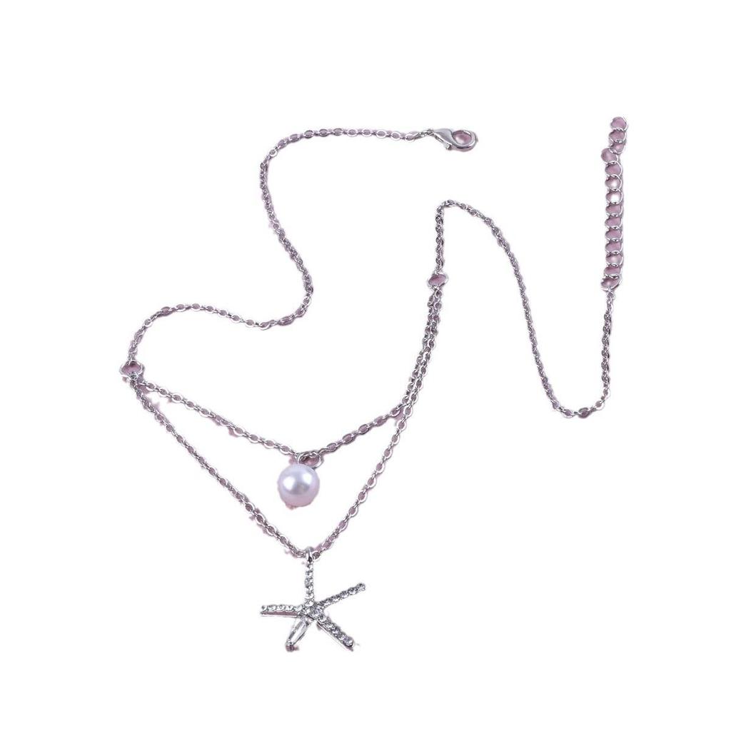 Versatile Double-Layer Starfish Pearl Necklace, Luxurious Niche Choker, Design-Forward Clavicle Chain for Women
