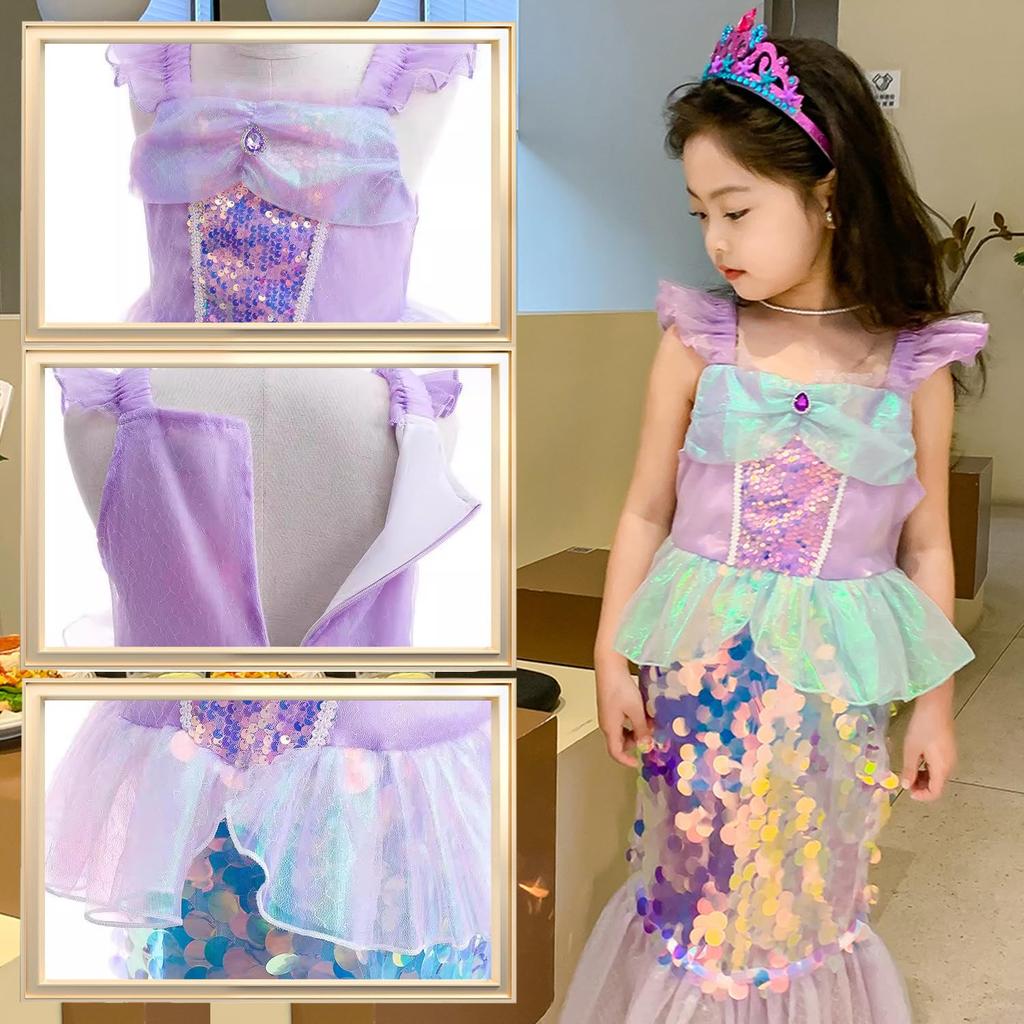Agture Mermaid Dress for Perfect for Princess Birthday and Christmas Includes Ariel-Style Kids, Halloween, Costumes, Girls, Gifts, Parties,