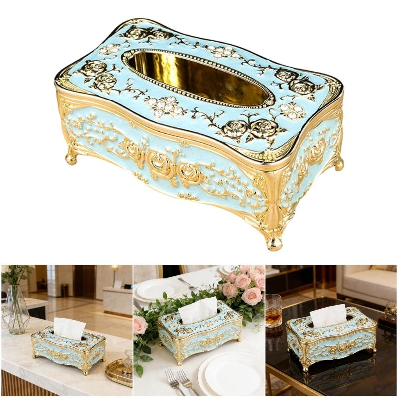 Artistic Floral Print ABS Tissue Holder With Easy Open Lid Sophisticated Decors Tissue Box For Convenient Refills