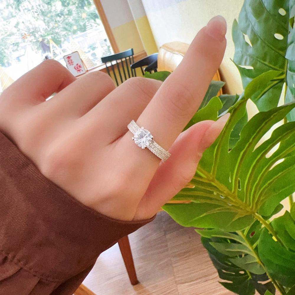 Vinregem 100% 925 Sterlingsilber Funkelnder Rundschliff 6,5 MM 1CT 3EX VVS1 D Farbe Echte Moissanit-Diamanten Damenring Hochzeit Verlobungsschmuck