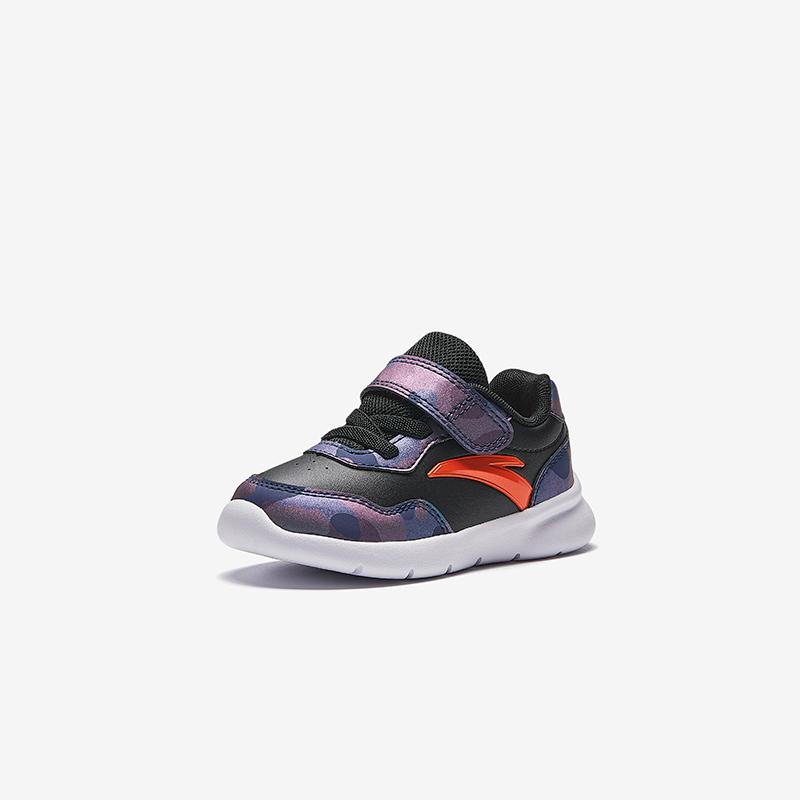 Anta Kids Lightweight Breathable Anti-Kick Low-Top Walking Shoes Baby Shoes Black Multicolor A12430006-5