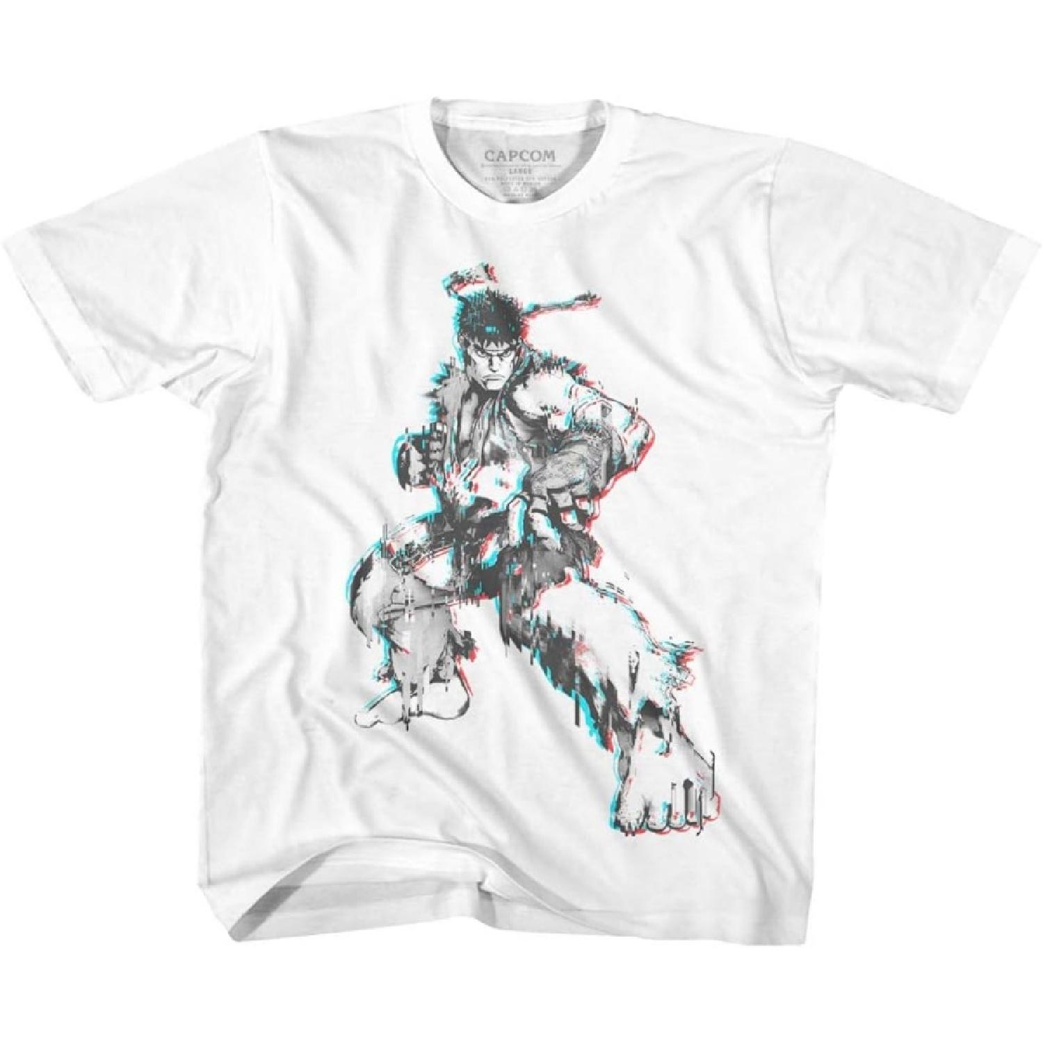 Street Fighter SF Глитч Эскиз Футболка с коротким рукавом для малыша Видеоигра Графическая футболка Белая S