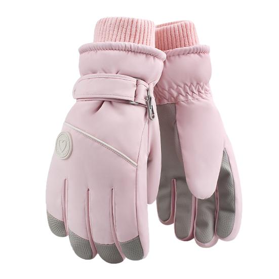 

1 пара женских лыжных перчаток, нескользящие, водонепроницаемые, ветрозащитные, сенсорные, флисовые, термоперчатки, зимние теплые толстые перчатки для велоспорта на открытом воздухе розовый